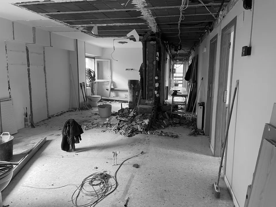 L’interior de La Trobada durant la reforma